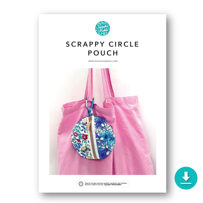 INSTRUCTIONS WITH TEMPLATE: Scrappy Circle Pouch: DIGITAL DOWNLOAD