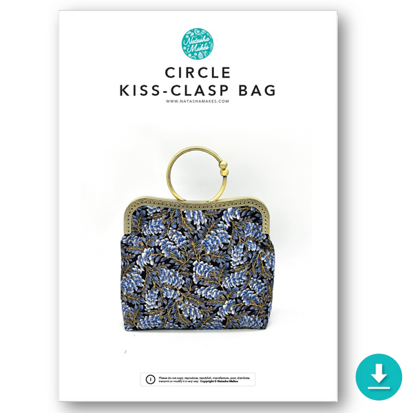 INSTRUCTIONS WITH TEMPLATE: Circle Kiss-Clasp Bag: DIGITAL DOWNLOAD