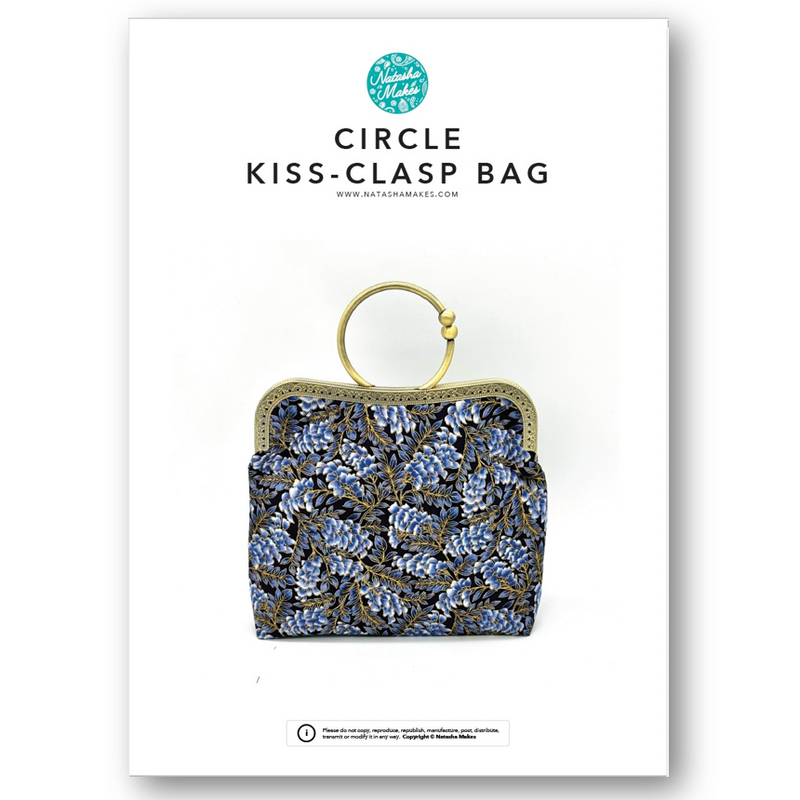 INSTRUCTIONS WITH TEMPLATE: Circle Kiss-Clasp Bag: PRINTED VERSION