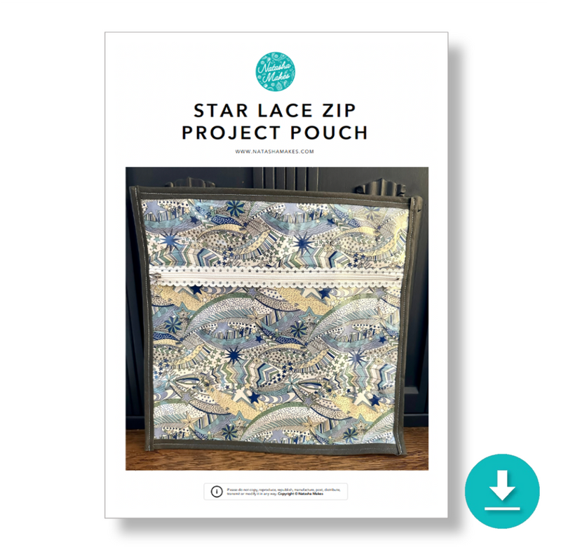 INSTRUCTIONS: Star Lace Zip Project Pouch: DIGITAL DOWNLOAD