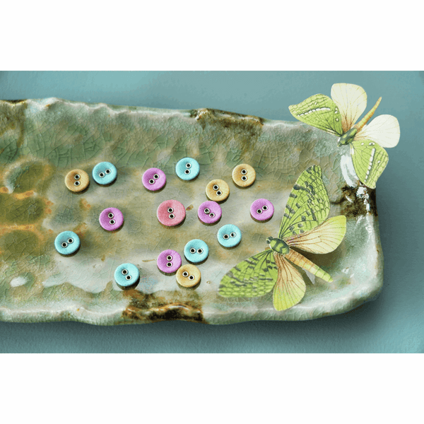 Tilda: Chambray: Fabric Covered Buttons 400044 COOL: 16mm