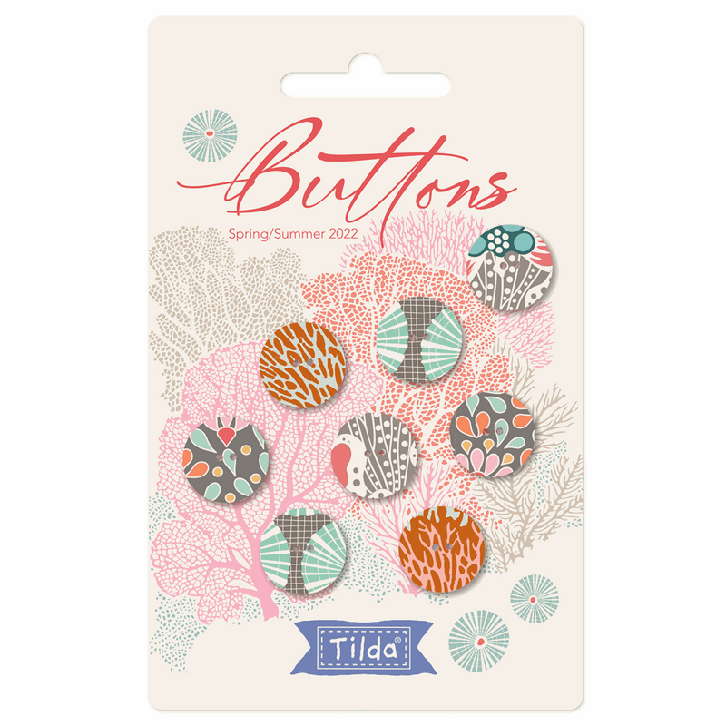 Tilda: Cotton Beach: Fabric Covered Buttons 400045: 14mm