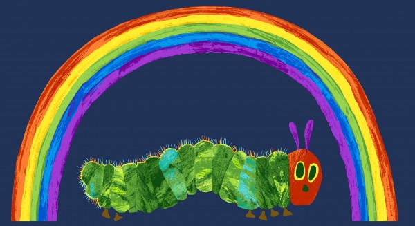 The Very Hungry Caterpillar by Eric Carle 'Rainbow Panel' Navy 2/9597B': Precut Approx 60cm x 112cm Panel