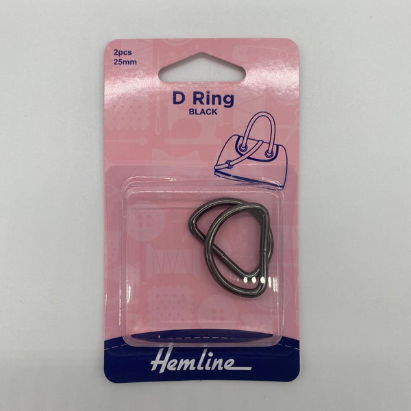 HEMLINE: D Rings: Black: 25mm
