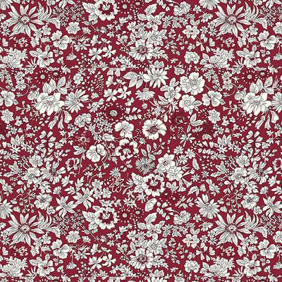 BOLT END PIECE: Liberty Flower Show Winter 'Emily Silhouette' Maroon 719E: Approx 0.96m