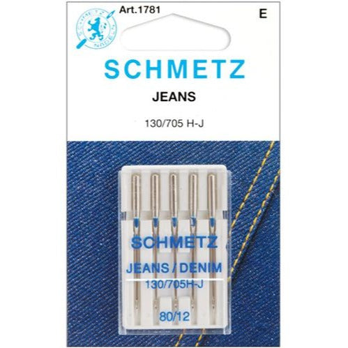 Schmetz Sewing Machine Needles: JEANS: 80/12: Pk of 5