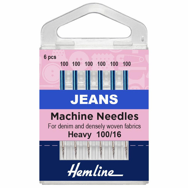 Hemline: Sewing Machine Needles: JEANS: Heavy 100/16: Pk of 6
