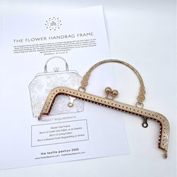 HARDWARE + Free Leesa Chandler Pattern: Square Handbag Frame with Flower Handle: 20cm Light Gold