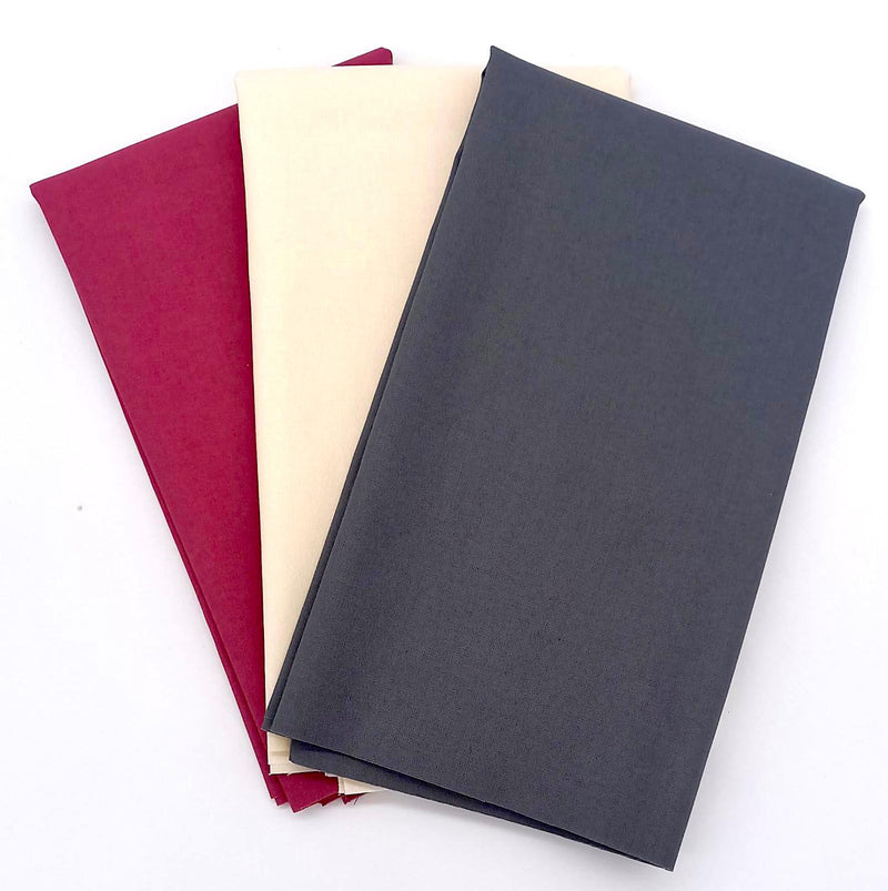 Complimentary Plains for Leesa Chandler Fabrics: 3x 1/2m: Cream, Rose, School Grey