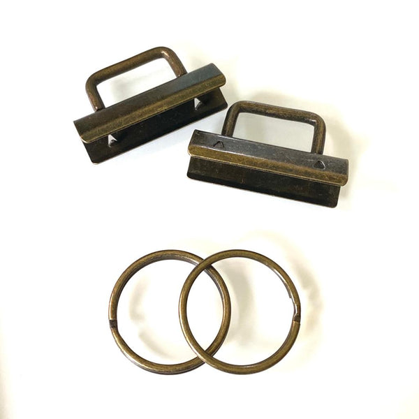 Set of 2 Key Fobs: 1.5": Antique Bronze / Brass Colour