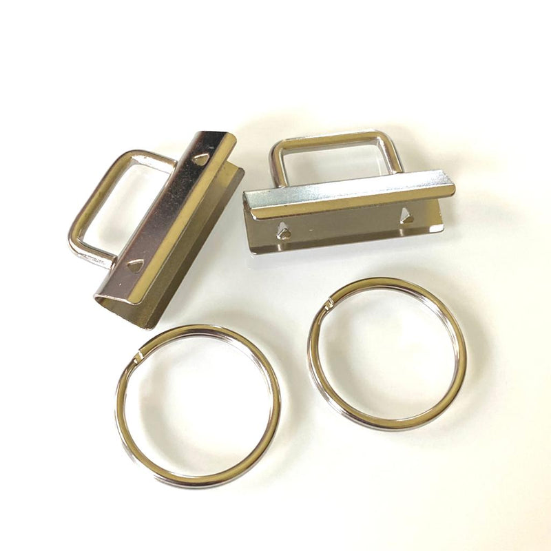 HARDWARE: Set of 2 Key Fobs: 1.5": Silver Colour