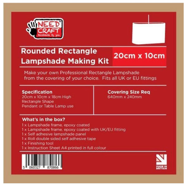 Lampshade Making Kit: 20cm x 10cm ROUNDED RECTANGLE