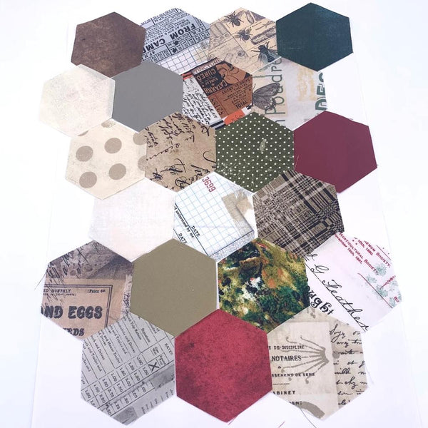 Pre-cut 2.5" Hexagons for English Paper Piecing: Tim Holtz and Moda