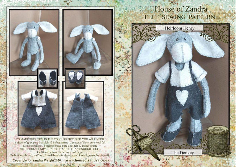 House of Zandra: Printed Instructions: The 'Heirloom Henry' Donkey