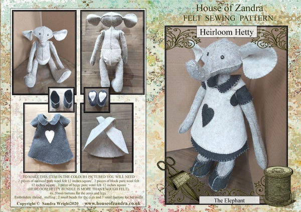 House of Zandra: Printed Instructions: The 'Heirloom Hetty' Elephant