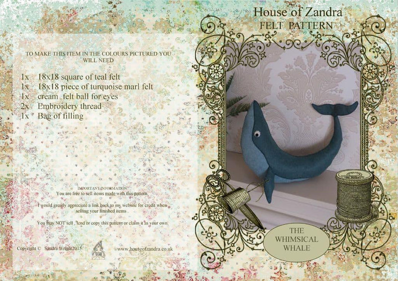 House of Zandra: Printed Instructions: The Whimsical Whale