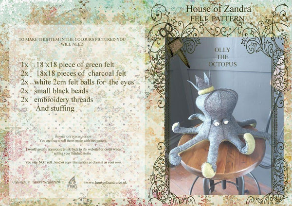 House of Zandra: Printed Instructions: Olly The Octopus