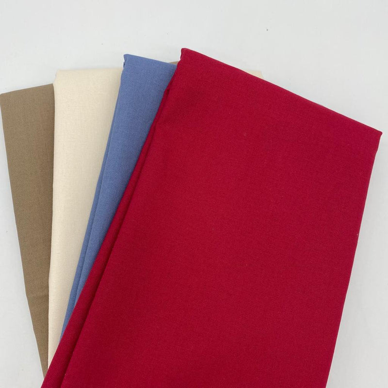 Complimentary Fabrics for Moda 'Jardin de Fleurs' by French General: 4x 1/2m: Cream, Crimson, Silver Mink and Slate