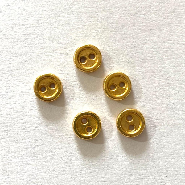 TOY MAKING: Buttons for House of Zandra Toys: 6mm: Gold: Pack of 5