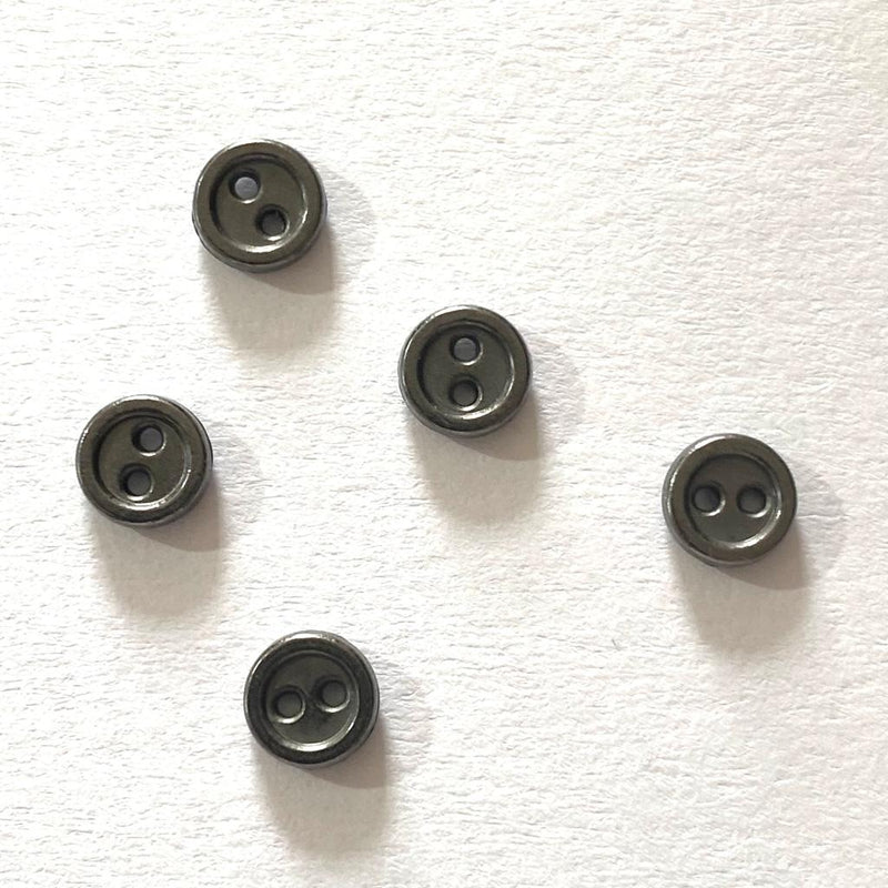 TOY MAKING: Buttons for House of Zandra Toys: 6mm: Gunmetal: Pack of 5