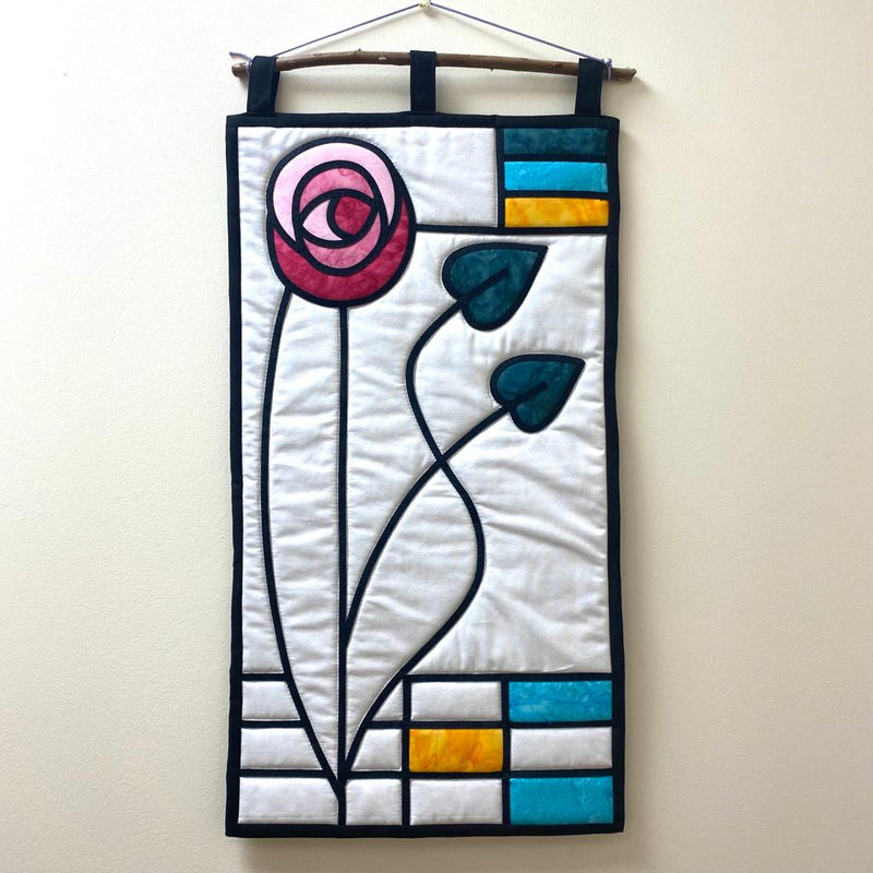 INSTRUCTIONS WITH TEMPLATE: Stained Glass Wall Hanging 'Deco Rose': PRINTED VERSION