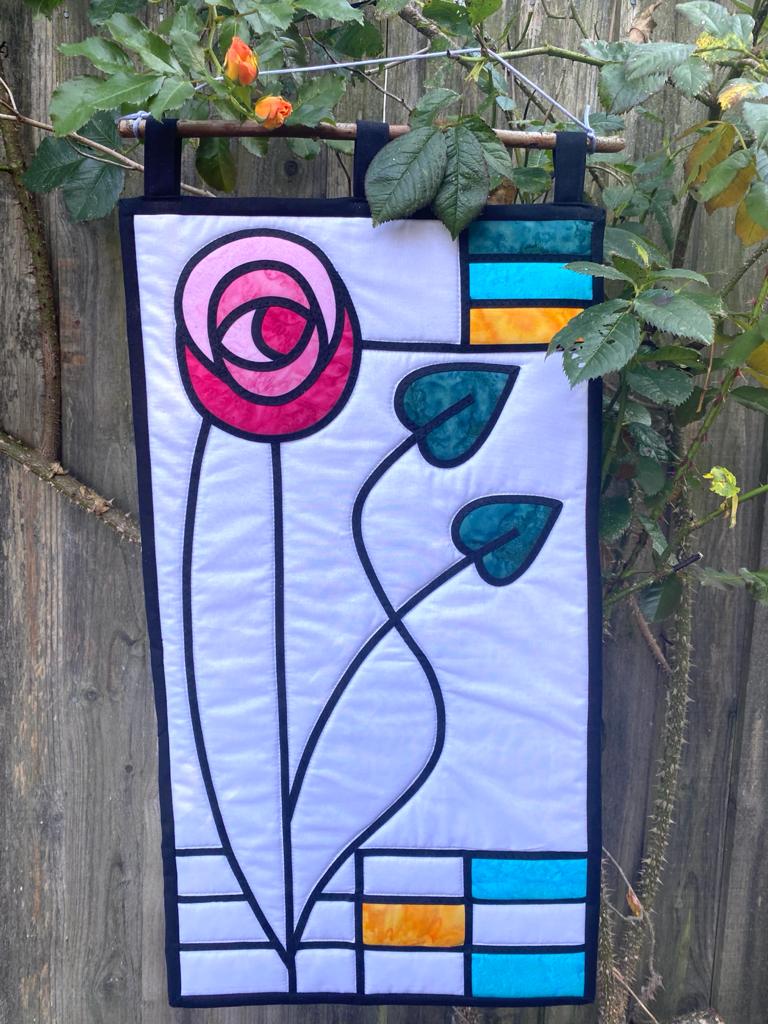 INSTRUCTIONS WITH TEMPLATE: Stained Glass Wall Hanging 'Deco Rose': PRINTED VERSION