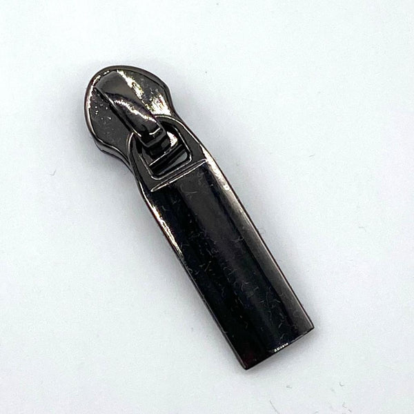 Metal Zip Slider with Rectangular Bar Zipper Pull x 1: Gunmetal
