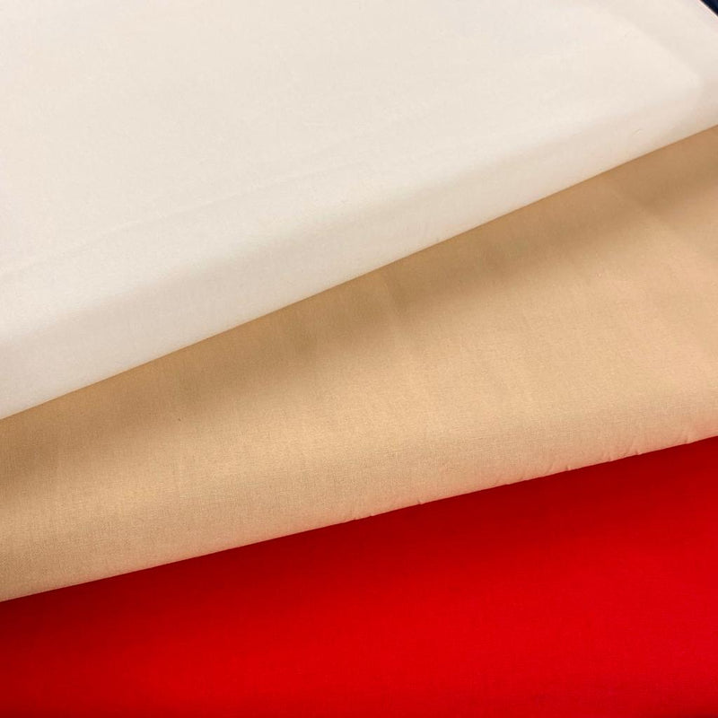 Complimentary Plains for Moda Cranberries and Cream Fabrics: 3x 1/2m: Cardinal, Beige, Ivory