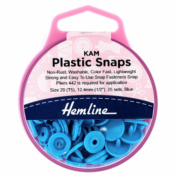 Hemline KAM Plastic Snaps: 25 x 12.4mm Set: Blue