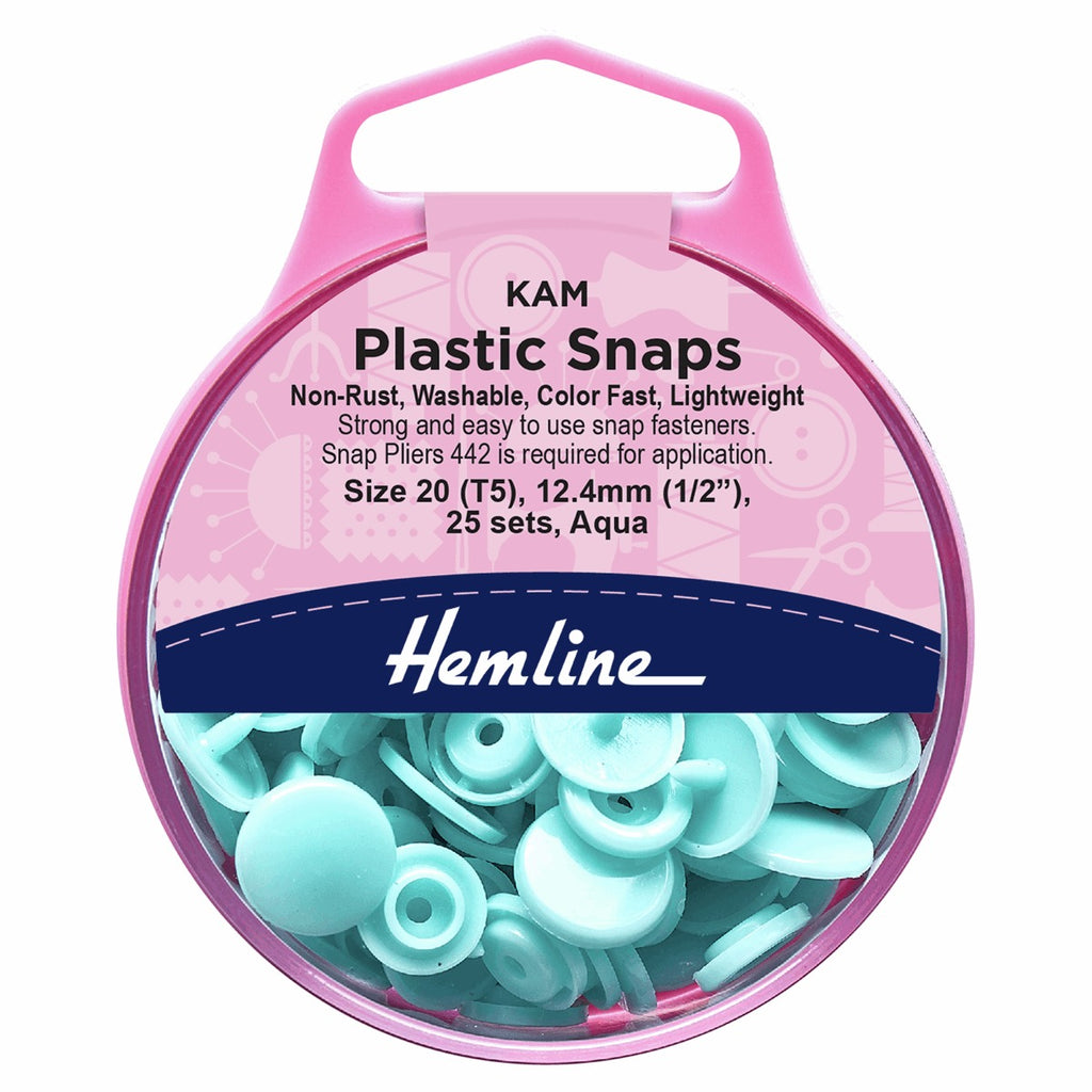 HEMLINE: Plastic KAM Snaps: 25 x 12.4mm Set: Aqua – Natasha Makes