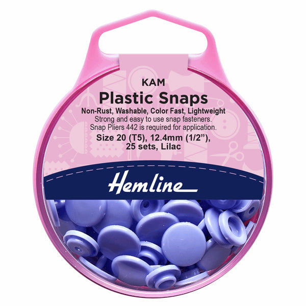 Hemline KAM Plastic Snaps: 25 x 12.4mm Set: Lilac