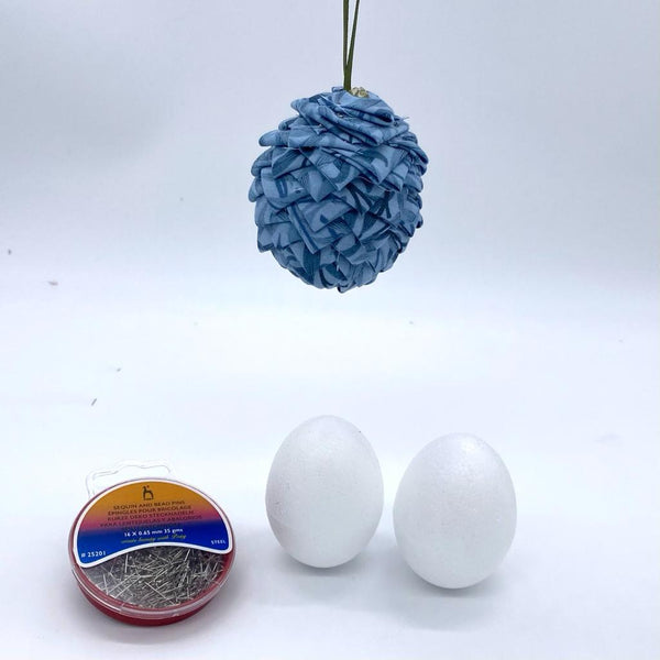 KIT: Fabric Eggs: Two Pinflair Polystyrene Eggs and a pack of Sequin Pins