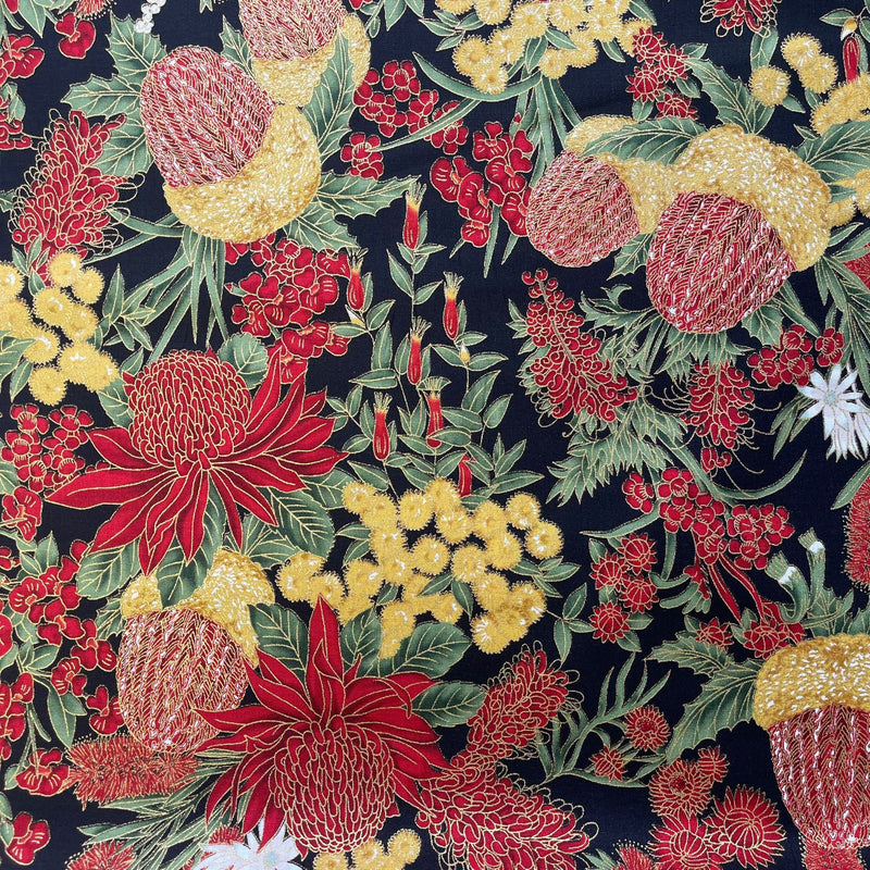 Leesa Chandler | Under The Australian Sun 'Floral' Red Black 0013 13: by the 1/2m
