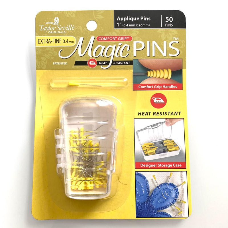 Taylor Seville: Magic Pins COMFORT GRIP 1" Applique EXTRA FINE 0.4mm: 50 pins