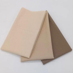 Fabric Kit: 3x 1/2m Complimentary Cotton Plains for 3 Sisters Mochi Linen Collection: #5 Natural Seeded, #7 Beige, #10 Silver Mink