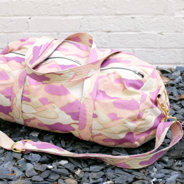 Fabric Kit with FREE Instructions: The Reign Duffle: 'Reign Canvas' 1032 12LM Lupine + Raspberry