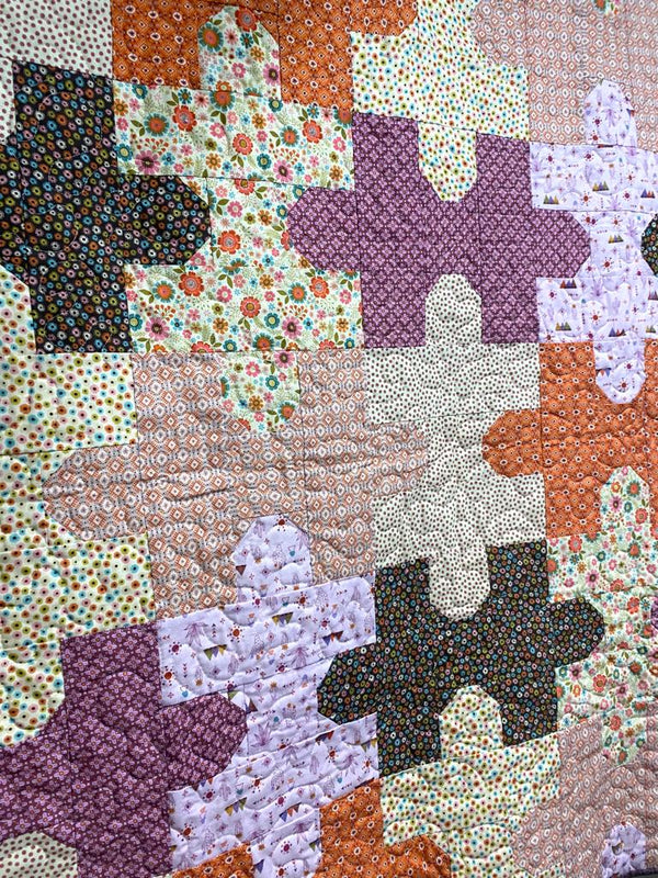 SAMPLE SALE: 'Jigsaw Quilt' from Fast & Fun Quilts for Kids book by Annie's Quilting: Llama Llove backed with Calico