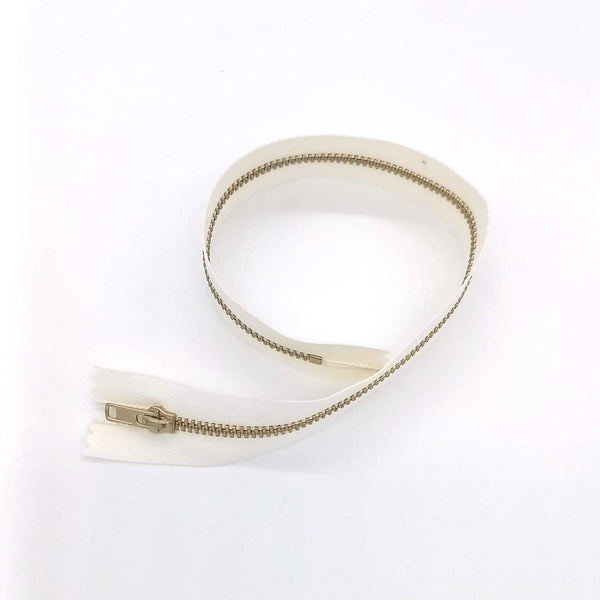 Cream with Gold Teeth 14" Zip
