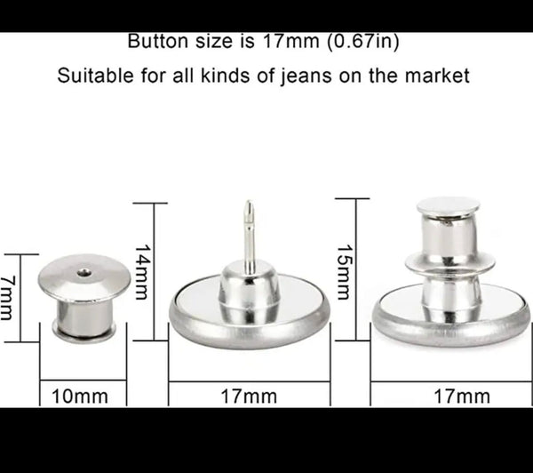 Buttons: Detachable Jeans Snap Fastener: 17mm Diameter: 4pcs