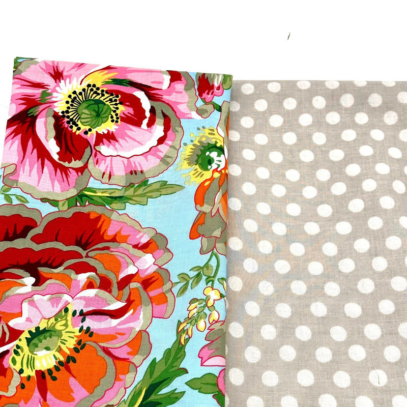 FQ Duo + 1/2m Interfacing: Kaffe Fassett Collective 'Dorothy' Natural + 'Spot' Silver