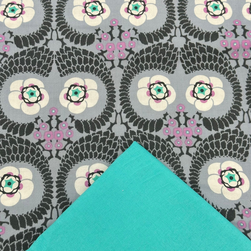 Half Metre Heaven: Amy Butler | Violette 'French Twist' Zinc PWAB141.ZINC with Aqua