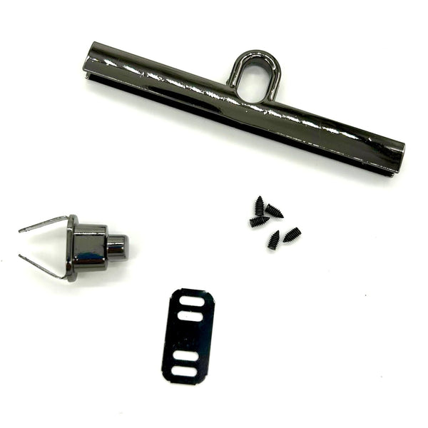 HARDWARE: 3.75" Straight Metal TWIST LOCK Purse Frame for Natasha's Twist Lock Pouch: Gunmetal