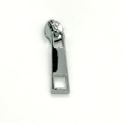HARDWARE: Metal Zip Slider with Rectangular Bar Zipper Pull and Square Cutout x 1: SIZE 5: Nickel Silver colour