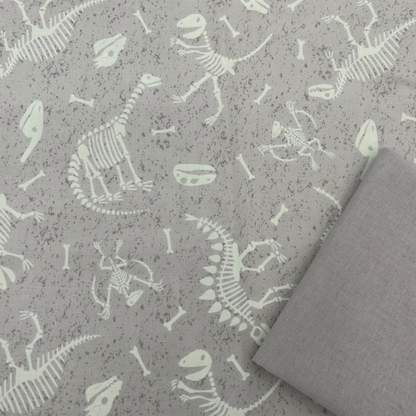 Half Metre Heaven: Lewis & Irene | Dino Glow 'Glow in the Dark Dino Skeletons' on Light Grey A674.1 with Light Grey