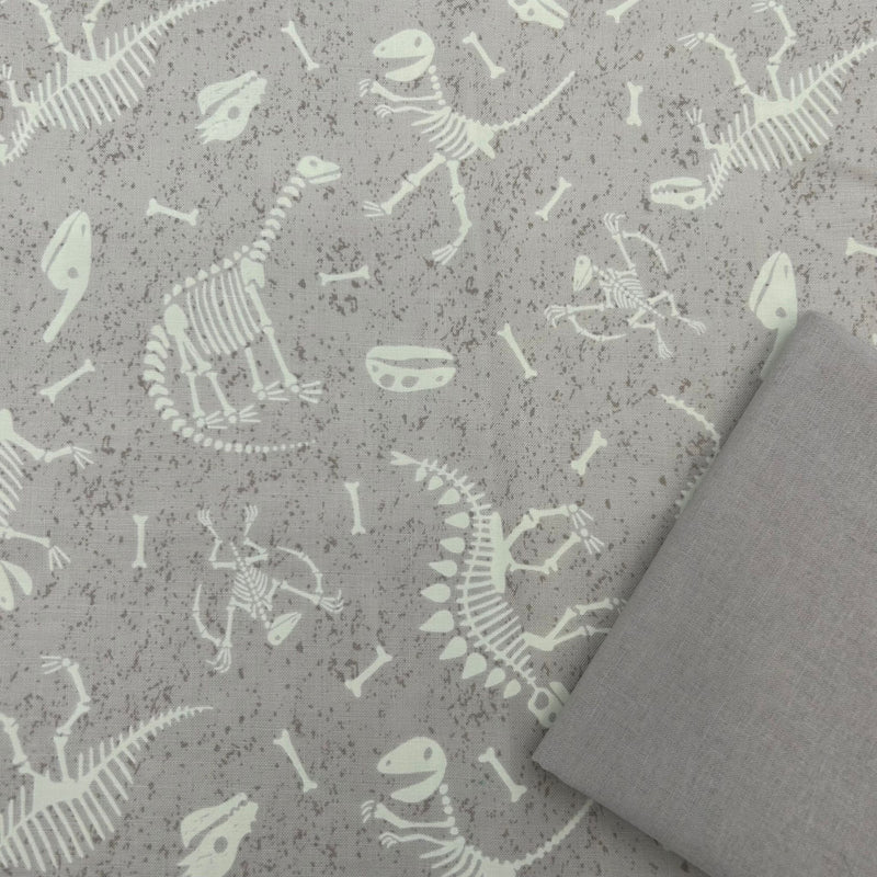 Half Metre Heaven: Lewis & Irene | Dino Glow 'Glow in the Dark Dino Skeletons' on Light Grey A674.1 with Light Grey
