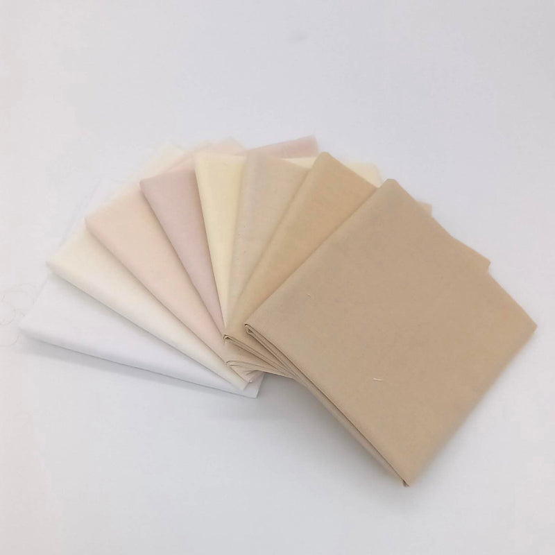 8x FQ Cotton Plains: White, Ivory, Cream, Vanilla, Natural Seeded, Nude, Beige, Latte