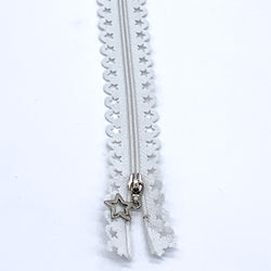 Lace Zip with Star Detail 25cm - Off White