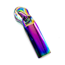 Metal Zip Slider with Rectangular Bar Zipper Pull x 1: Rainbow