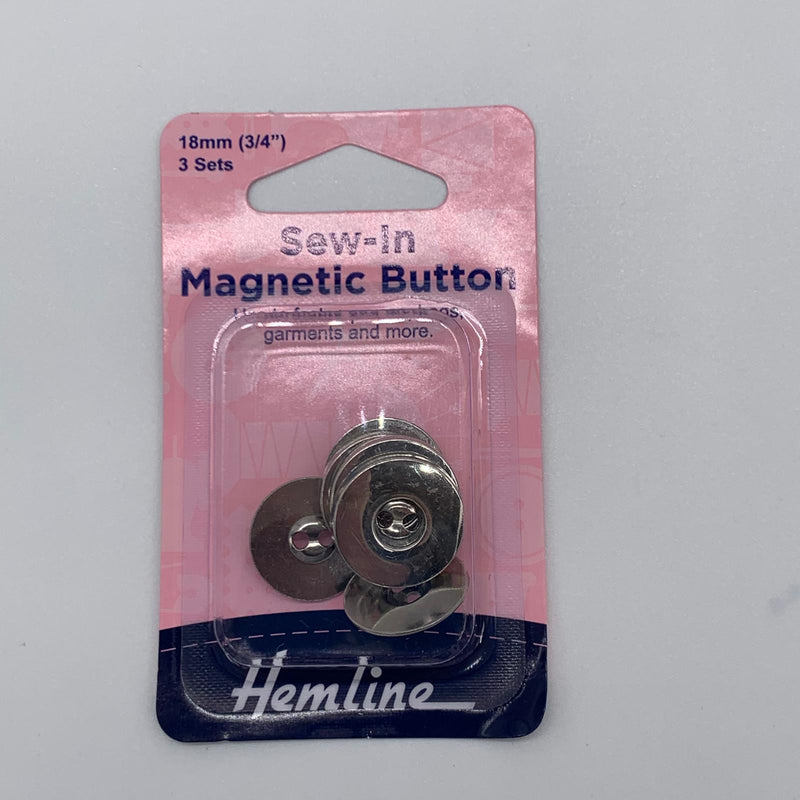 HEMLINE: Sew-in Magnetic Buttons: 481.NK Nickel: 18mm