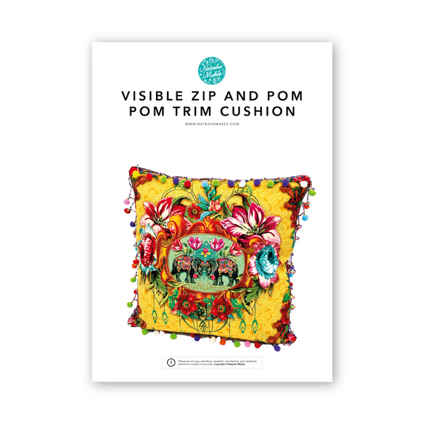 INSTRUCTIONS: Visible Zip and Pom-Pom Trim Cushion: PRINTED VERSION